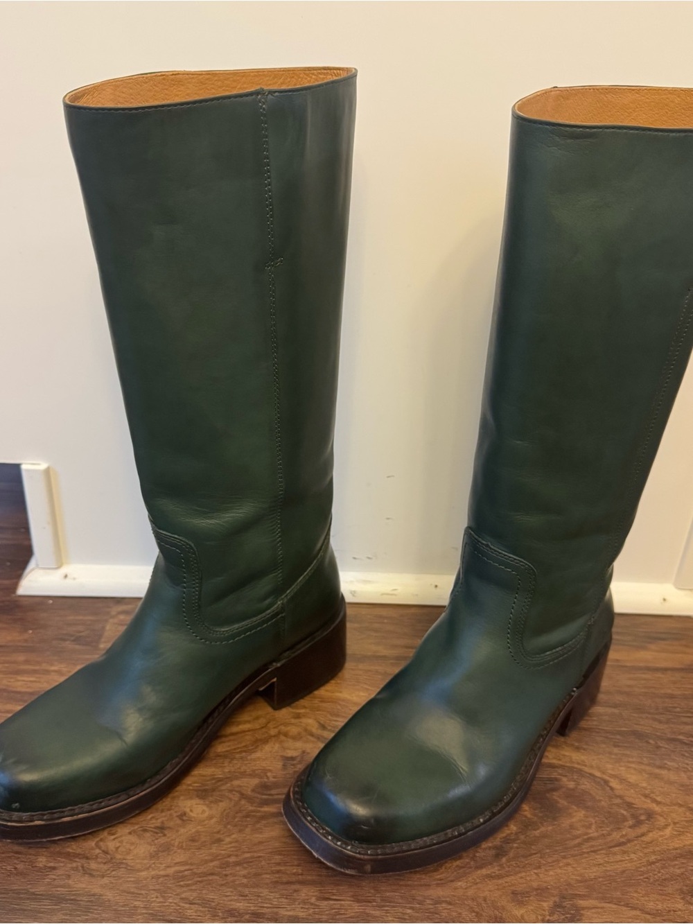 Frye Campus Boots Dark Green Leather Over-The-Knee Riding Boots - Picture 3 of 13